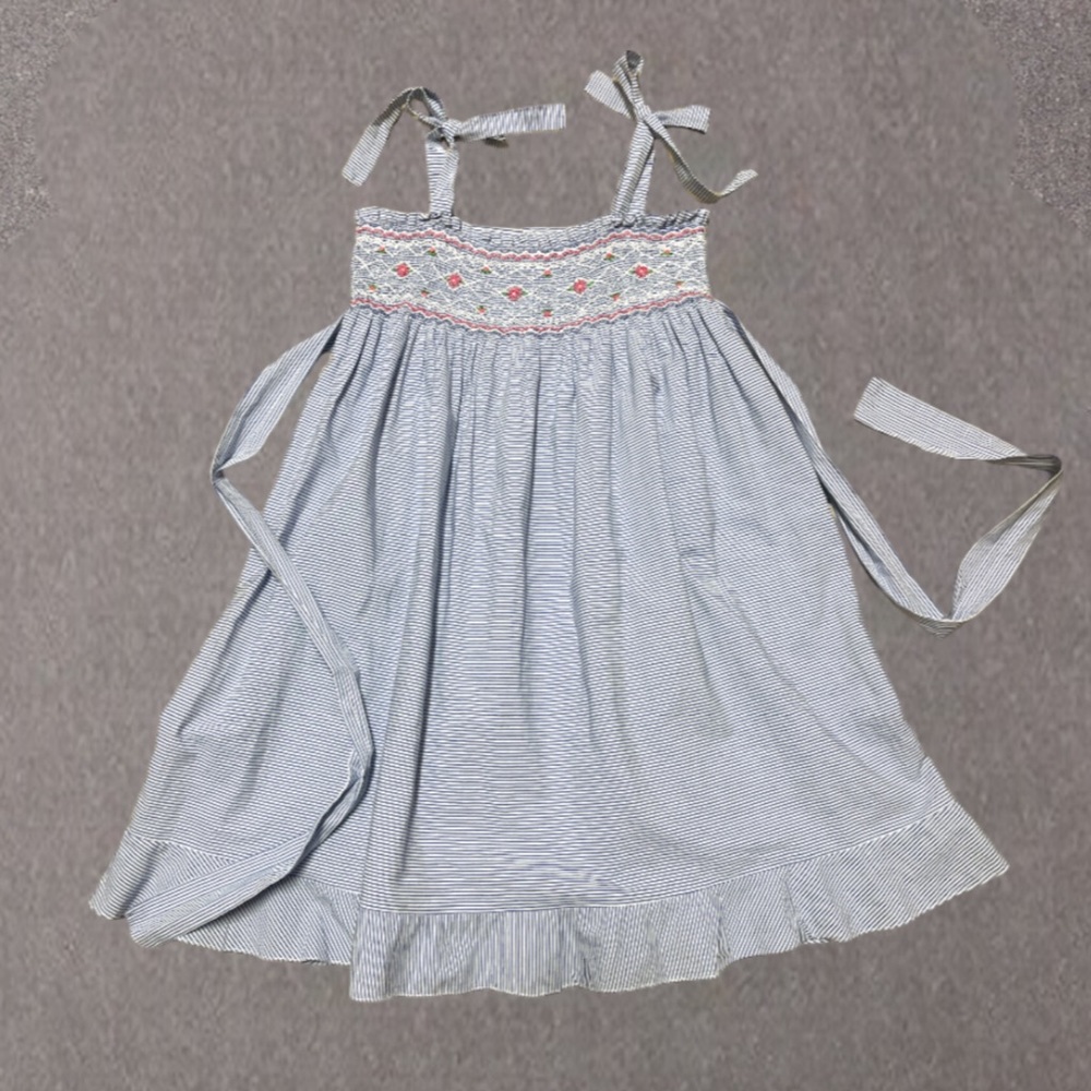 Anavini Smocked Striped Floral Sundress